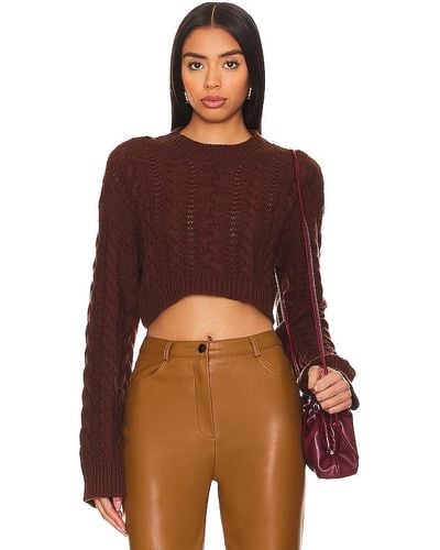 House of Harlow 1960 X Revolve Abia Cropped Cable Sweater - Brown