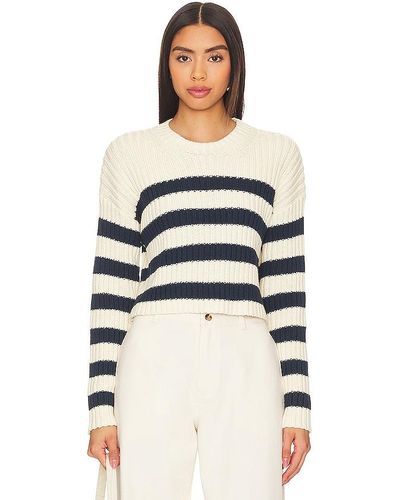 Denimist Striped Ribbed Cropped Sweater - White