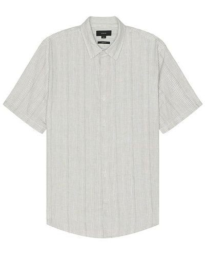 Vince Shadow Stripe Short Sleeve Shirt - White