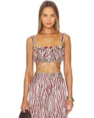 Nicholas Tracy Button Front Crop Top - Red