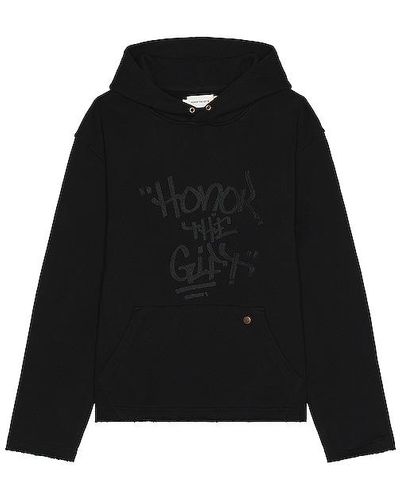 Honor The Gift Script Embroidered Hoodie - Black