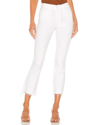 Mother Insider Crop Step Fray - White