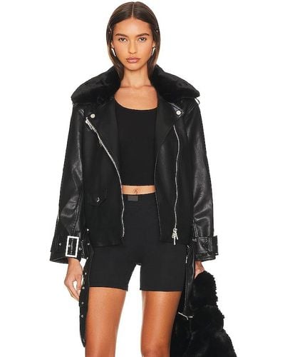 Line & Dot Moto Faux Leather Jacket - Black