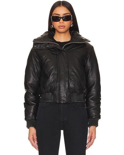 AllSaints Sloane Padded Leather Jacket - Black
