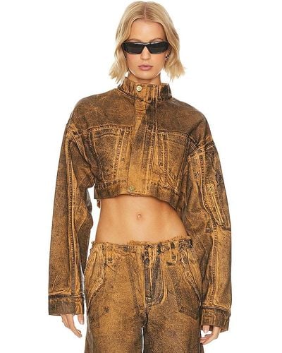 h:ours Anaisa Oversized Cropped Jacket - Brown