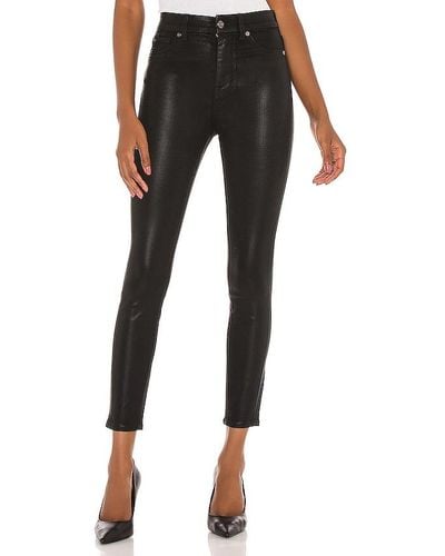 7 For All Mankind The High Waist Ankle Skinny With Faux Pockets - Black