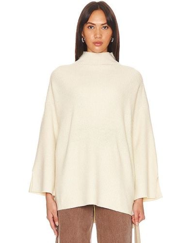 525 Wilhelmina Funnel Neck Tunic Pullover Sweater - Natural