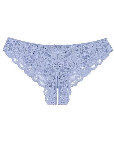 Fleur du Mal Charlotte Crotchless Panty - Blue