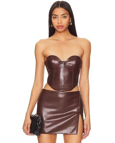 Lovers + Friends Ana Faux Leather Top - Brown