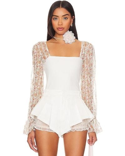 Free People X intimately fp gimme butterflies long sleeve top - Blanco
