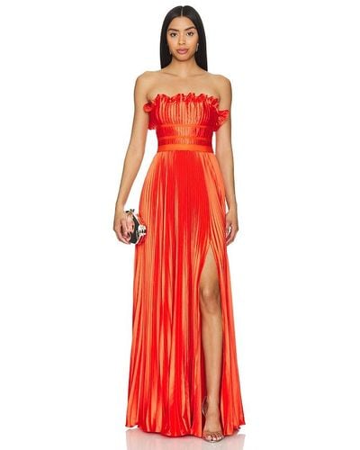 AMUR Losey Ruffle Neck Gown - Red