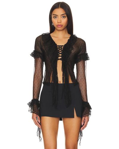 Jaded London Flamenco Frill Tulle Blouse - ブラック