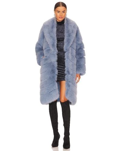 OW Collection Copenhagen Faux Fur Coat - Blue