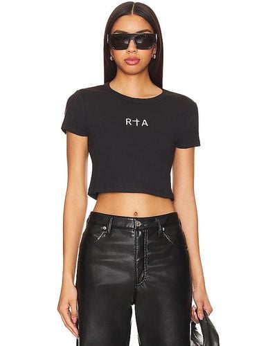 RTA Flocked Logo Cropped Tee - Black