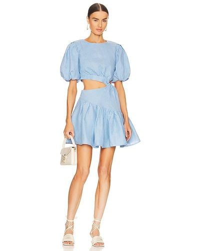 Bardot Mimi Linen Mini Dress - Blue