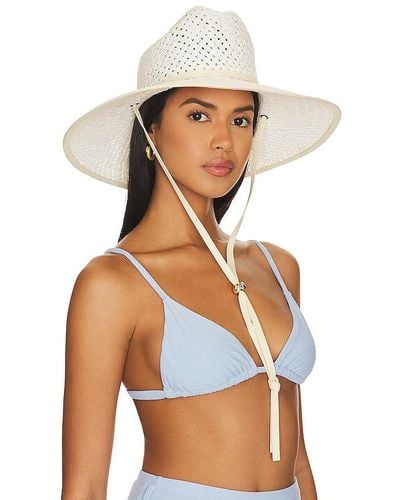 Lele Sadoughi Straw Chequered Hat - White