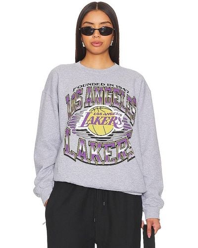 Junk Food Lakers Chrome Lines Crew Sweatshirt - Grey