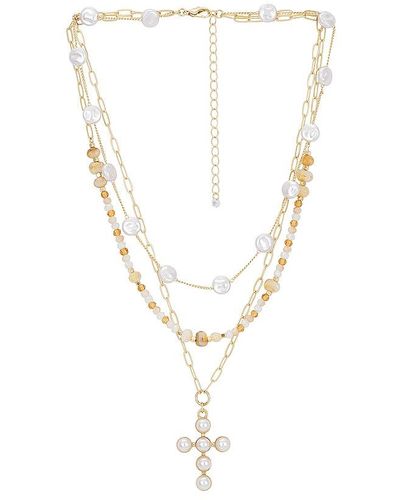 8 Other Reasons Cross Layered Necklace - White