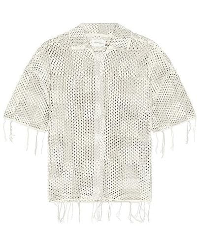 Honor The Gift A-spring Unisex Crochet Button Down Shirt - White