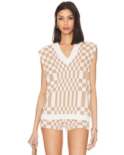 Lovers + Friends Carice Chequered Vest - Natural
