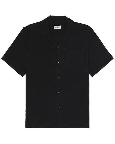 Saturdays NYC Canty Boucle Knit Short Sleeve Shirt - Black