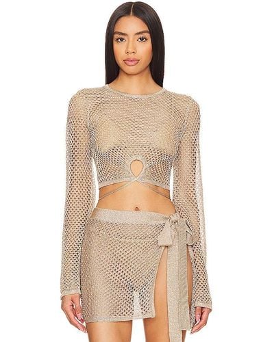 House of Harlow 1960 X revolve sana metallic open stitch top - Neutro