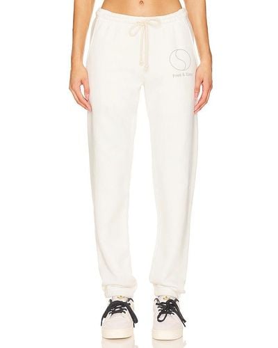 Free & Easy Yin Yang Heavy Fleece Sweatpants - White