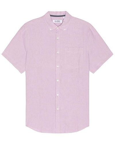 Original Penguin Short Sleeve Linen Shirt - Pink