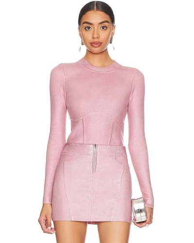 Nbd Talya Metallic Coated Sweater - Pink
