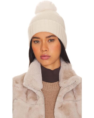 Hat Attack Cashmere Cuff Slouchy Beanie With Faux Pom - ナチュラル