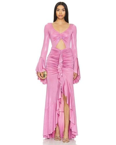PATBO Metallic Jersey Ruched Maxi Dress - Pink