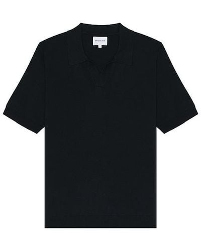 Norse Projects Leif Cotton Linen Polo - Black