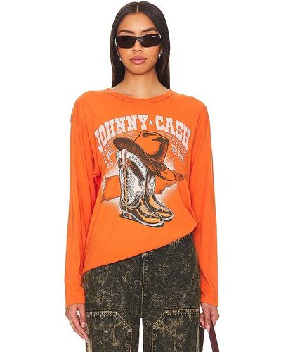Daydreamer Johnny Cash Boots And Hat Tee - Orange
