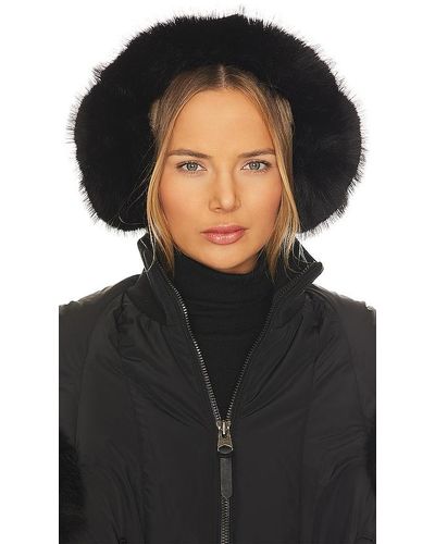 Jocelyn Faux Long Hair Fur Earmuffs - Black