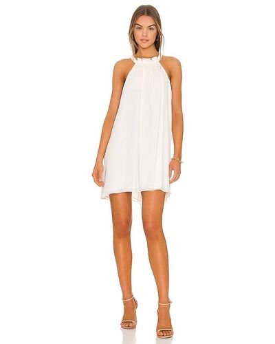 Krisa Ruched Ruffle Shift Dress - White