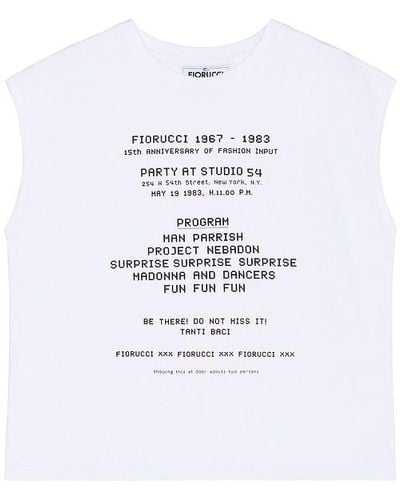 Fiorucci Invitation Print Boxy Tank Top - White