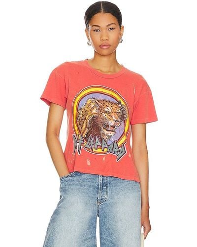 MadeWorn T-SHIRT CROPPED DEF LEOPARD - Rouge
