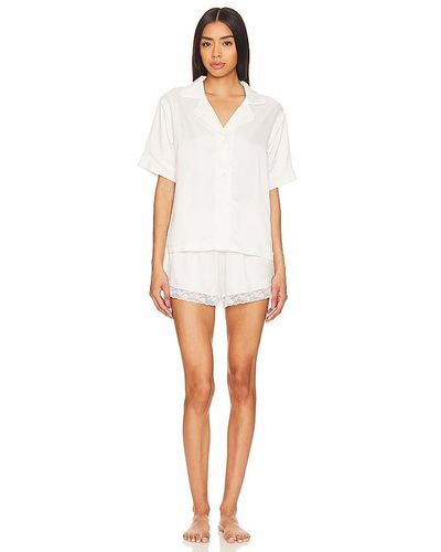 Flora Nikrooz Selena Charmeuse Notch Pajama Set - White