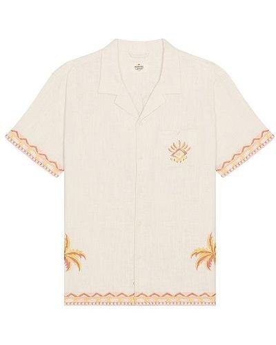 Marine Layer Placed Embroidery Resort Shirt - White