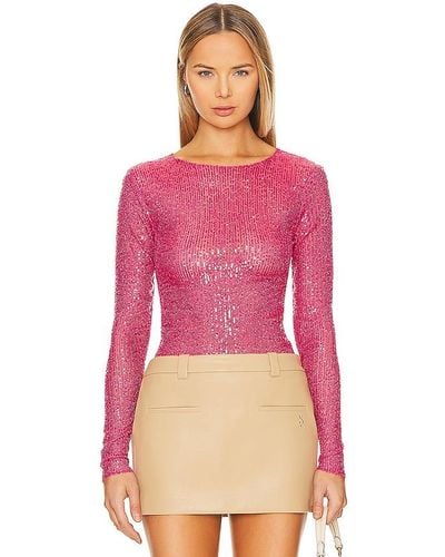 Free People X Intimately Fp Gold Rush Long Sleeve In Hot Pink Combo