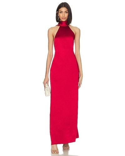LPA Raveena Halter Scarf Maxi Dress - Red