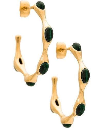 Missoma Green Malachite Organic Shape Hoop Earrings - Metallic