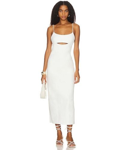 Line & Dot Flor Cut Out Midi Dress - White