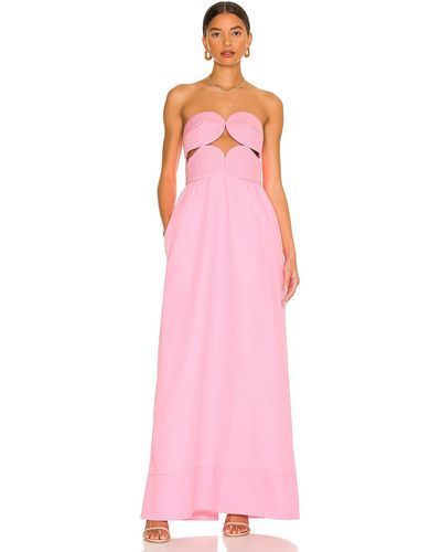 Adriana Degreas Solid Strapless Matelasse Long Dress - Pink