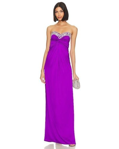 PATBO Hand-beaded Strapless Gown - Purple