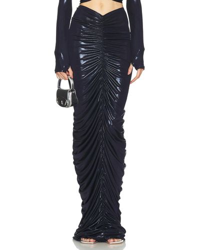 Norma Kamali Shirred Long スカート - ブルー