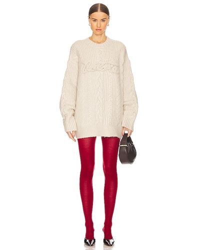 ROTATE BIRGER CHRISTENSEN Cable Knit Logo Sweater - White