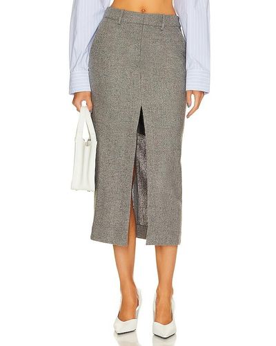 L'academie X Marianna Kit Tweed Midi Skirt - Gray