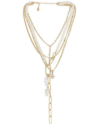 8 Other Reasons Pearl Lariat Necklace - Metallic