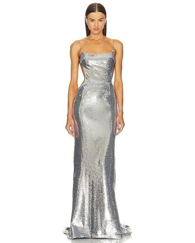 LAQUAN SMITH Sequin Backless Gown - White